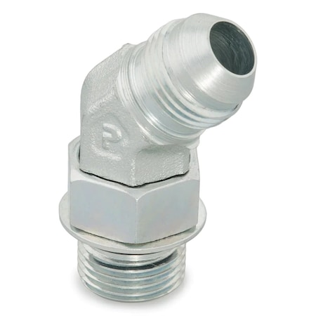 Parker Triple-Lok 37 Deg Flare 45 Deg Elbow Male JIC to Male SAE ORB, Steel V5OX 6 V5OX-S FKM